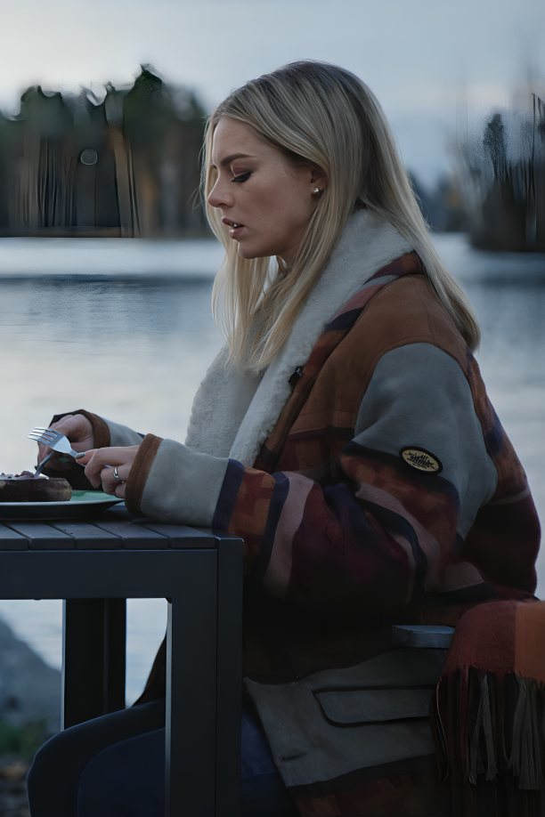 Over Your Dead Body Samara Weaving Shearling Coat - Image 1